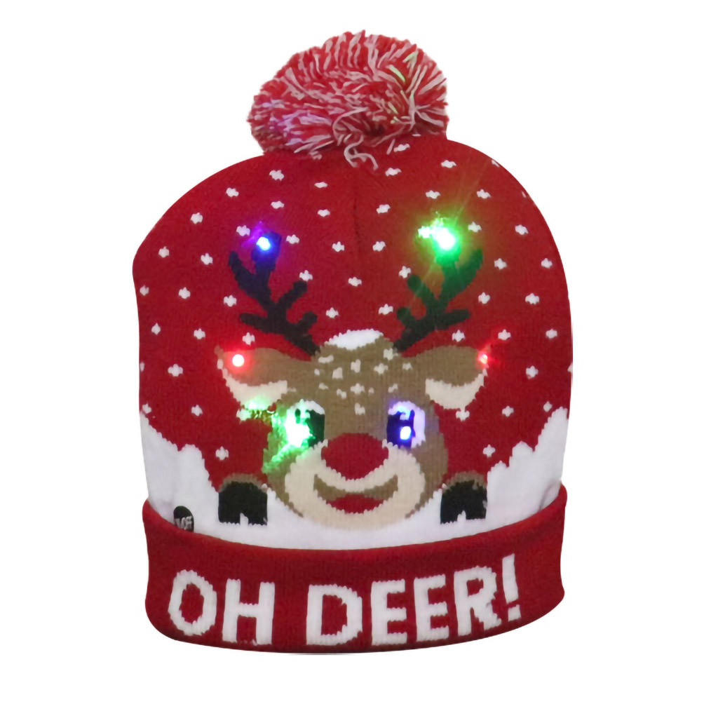 Tarmeek Christmas Hat LED Light-up Santa Hat Unisex Woolen Thermal Knitted Cap Xmas Holiday Hat for Adults Kids Christmas Gifts Christmas Decorations